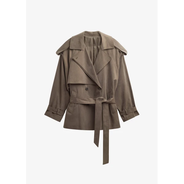 The Frankie Shop Vesoul Short Trench – Brown, view 9
