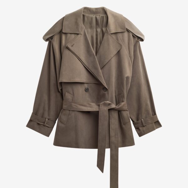 The Frankie Shop Vesoul Short Trench - Brown - Oversized Minimalist Shorts in Brown - Shop at Coveti