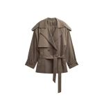 The Frankie Shop Vesoul Short Trench - Brown - Oversized Minimalist Shorts in Brown - Shop at Coveti