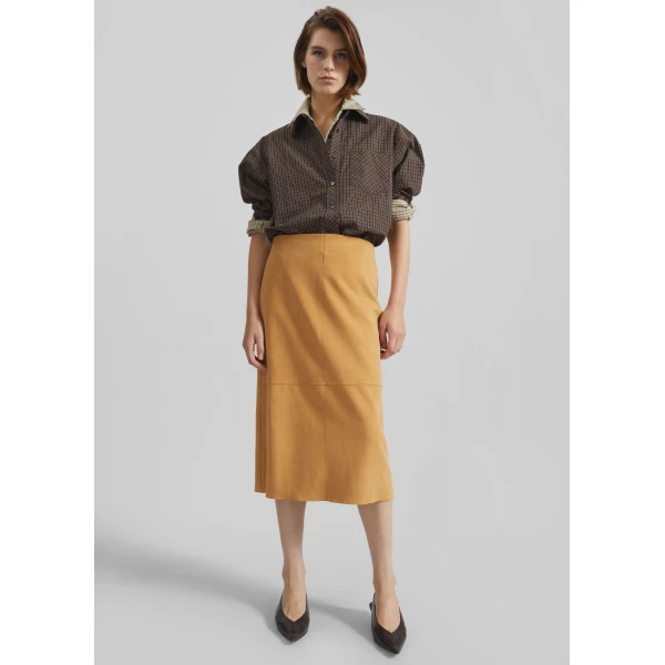 The Frankie Shop Vesta Cotton Shirt – Brown Plaid, view 6