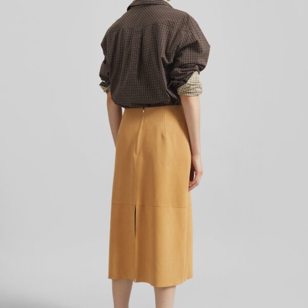The Frankie Shop Vesta Cotton Shirt - Brown Plaid - Oversized Minimalist Tops in Brown - Shop at Coveti