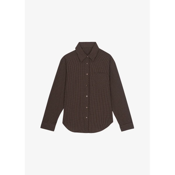 The Frankie Shop Vesta Cotton Shirt – Brown Plaid, view 8