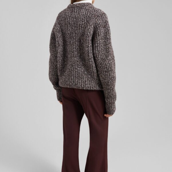 The Frankie Shop Vezia Chunky Knit Sweater - Brown Melange - Oversized Minimalist Knitwear in Brown - Shop at Coveti