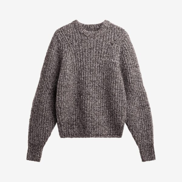 The Frankie Shop Vezia Chunky Knit Sweater - Brown Melange - Oversized Minimalist Knitwear in Brown - Shop at Coveti
