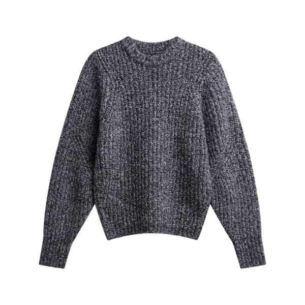 The Frankie Shop Vezia Chunky Knit Sweater - Dark Grey Melange - Oversized Minimalist Knitwear in Grey - Shop at Coveti