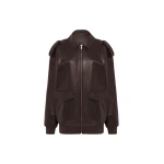The Frankie Shop Viper Leather Jacket – Brown