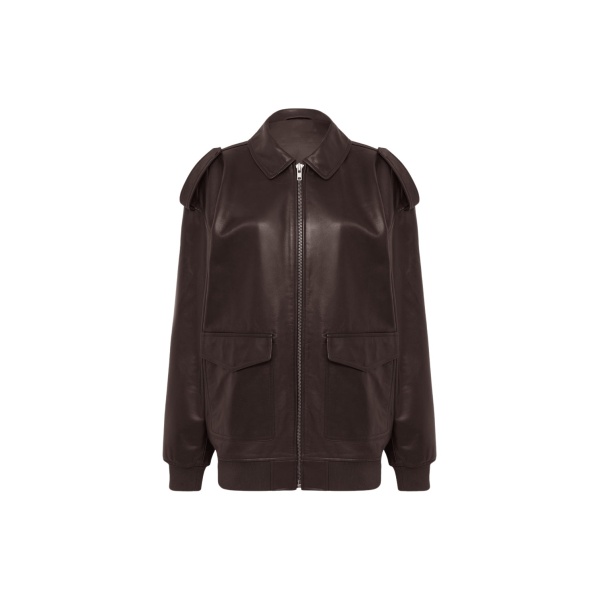 The Frankie Shop Viper Leather Jacket – Brown