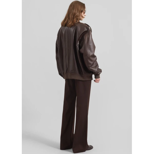 The Frankie Shop Viper Leather Jacket – Brown, view 9