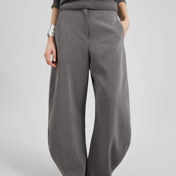 The Frankie Shop Vosges Barrel Leg Pants - Grey - Oversized Minimalist Pants in Grey - Shop at Coveti