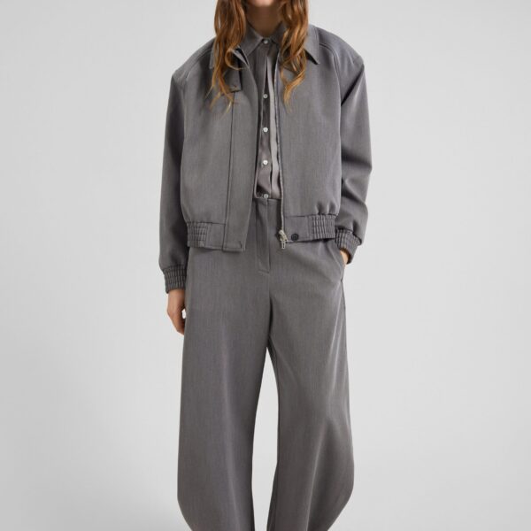 The Frankie Shop Vosges Barrel Leg Pants - Grey - Oversized Minimalist Pants in Grey - Shop at Coveti