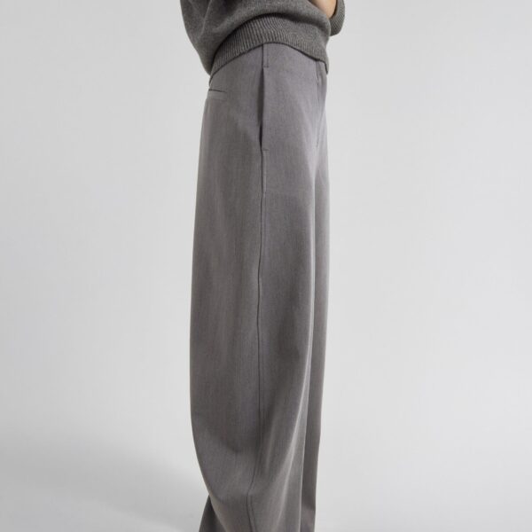 The Frankie Shop Vosges Barrel Leg Pants - Grey - Oversized Minimalist Pants in Grey - Shop at Coveti