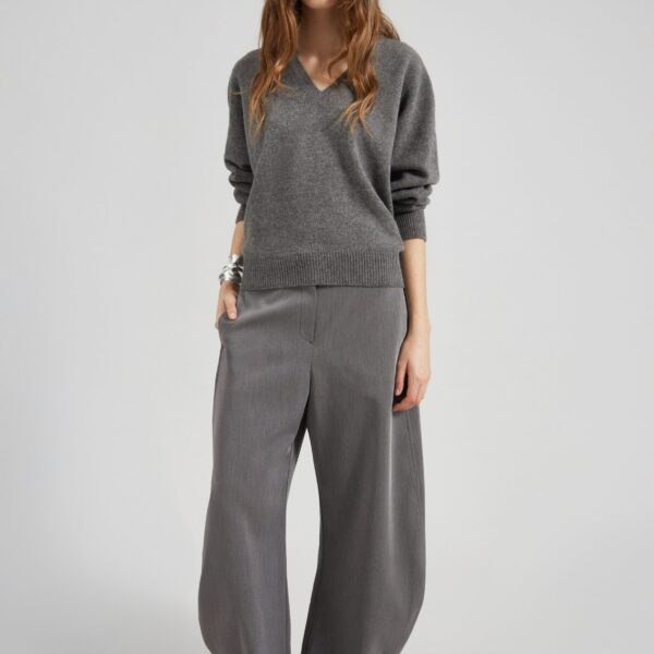 The Frankie Shop Vosges Barrel Leg Pants - Grey - Oversized Minimalist Pants in Grey - Shop at Coveti
