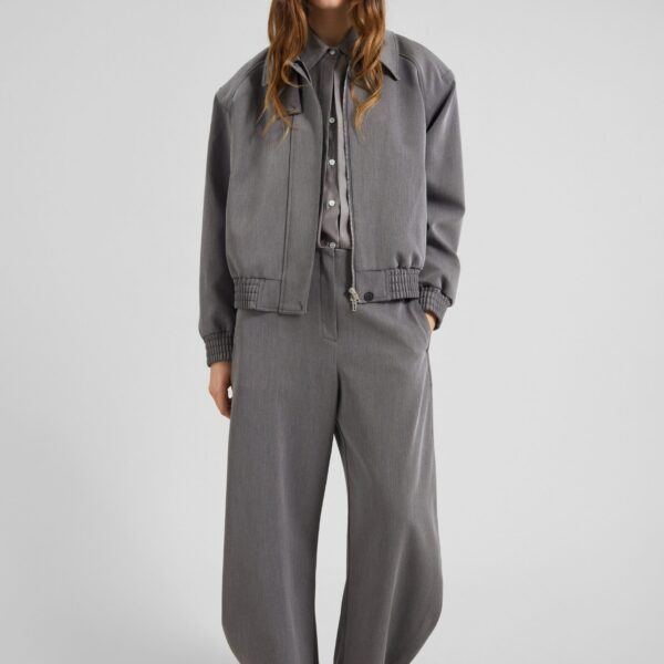 The Frankie Shop Vosges Padded Blouson Jacket - Grey - Oversized Minimalist Jackets in Grey - Shop at Coveti
