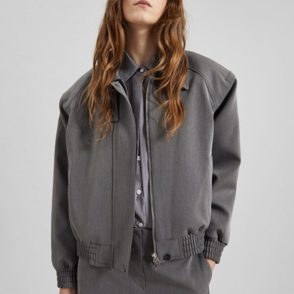 The Frankie Shop Vosges Padded Blouson Jacket - Grey - Oversized Minimalist Jackets in Grey - Shop at Coveti