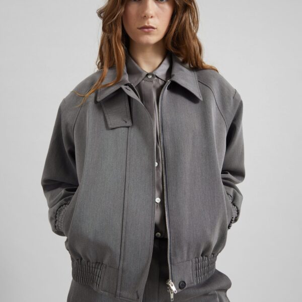 The Frankie Shop Vosges Padded Blouson Jacket - Grey - Oversized Minimalist Jackets in Grey - Shop at Coveti