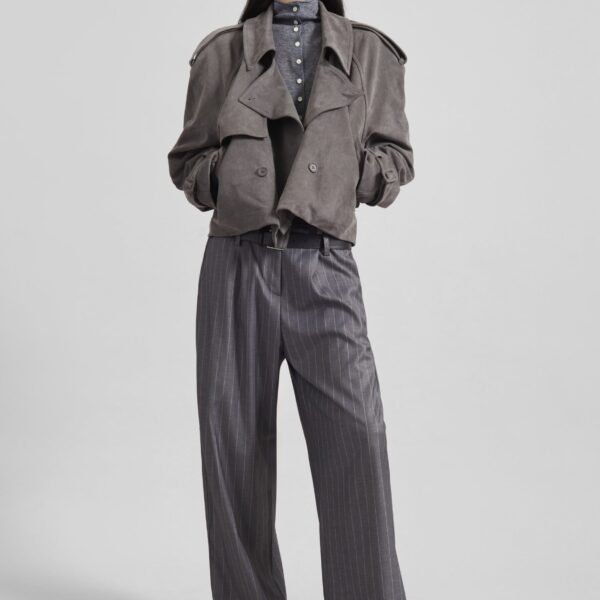 The Frankie Shop Vradal High Neck Cardigan - Grey - Oversized Minimalist Knitwear in Grey - Shop at Coveti