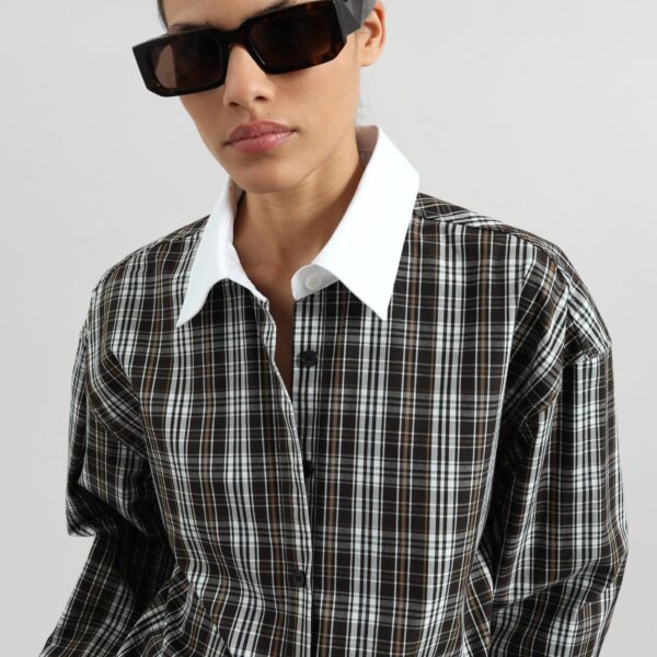 The Frankie Shop Weska Plaid Shirt - Multicolor - Oversized Minimalist Tops in Multicolour - Shop at Coveti