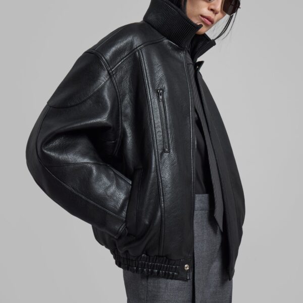 The Frankie Shop Zion Quilted Bomber Jacket - Black - Oversized Minimalist Jackets in Black - Shop at Coveti