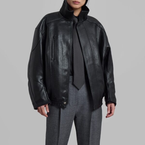 The Frankie Shop Zion Quilted Bomber Jacket - Black - Oversized Minimalist Jackets in Black - Shop at Coveti