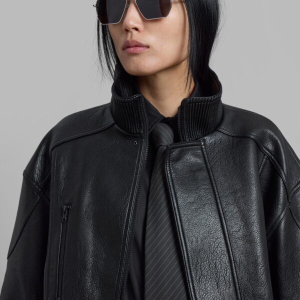The Frankie Shop Zion Quilted Bomber Jacket - Black - Oversized Minimalist Jackets in Black - Shop at Coveti