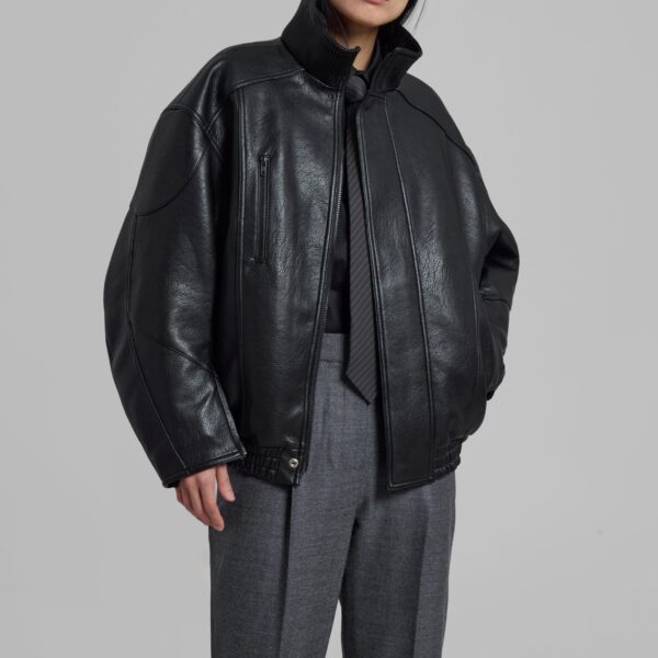 The Frankie Shop Zion Quilted Bomber Jacket - Black - Oversized Minimalist Jackets in Black - Shop at Coveti
