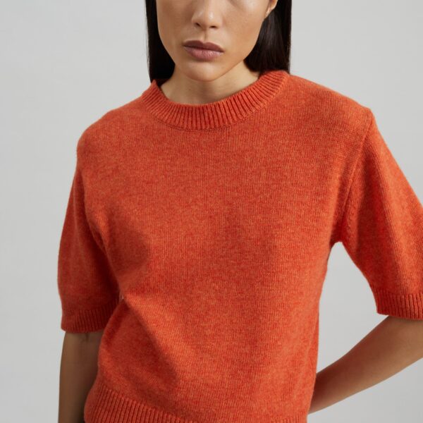 The Frankie Shop Zoersel Knit Top - Orange - Oversized Minimalist Tops in Orange - Shop at Coveti