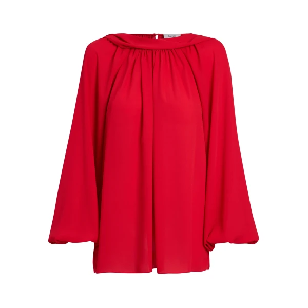 Safiyaa Tilde Top in Azalea Red - Safiyaa Tops - Heavy Crepe Cape Gown - Shop at Coveti