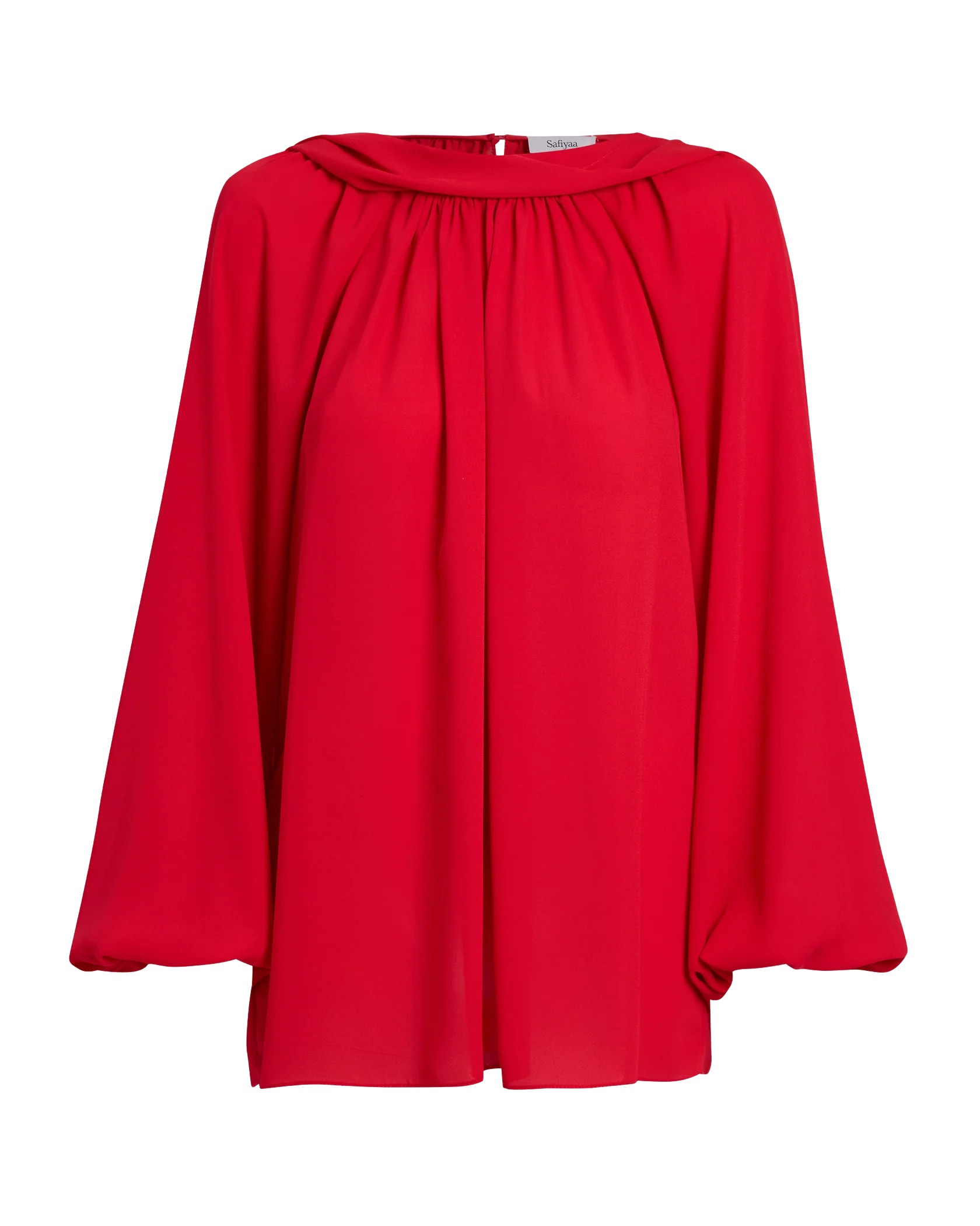 Safiyaa Tilde Top in Azalea Red - Safiyaa Tops - Heavy Crepe Cape Gown - Shop at Coveti