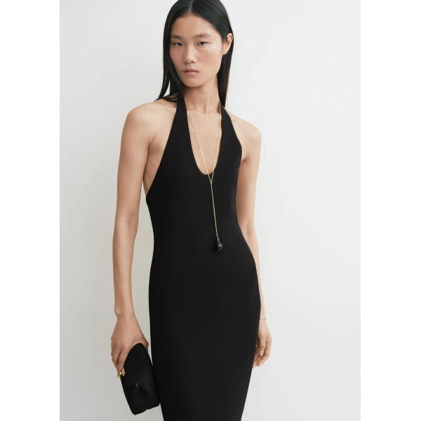 Compact knit halter dress black - Image 5