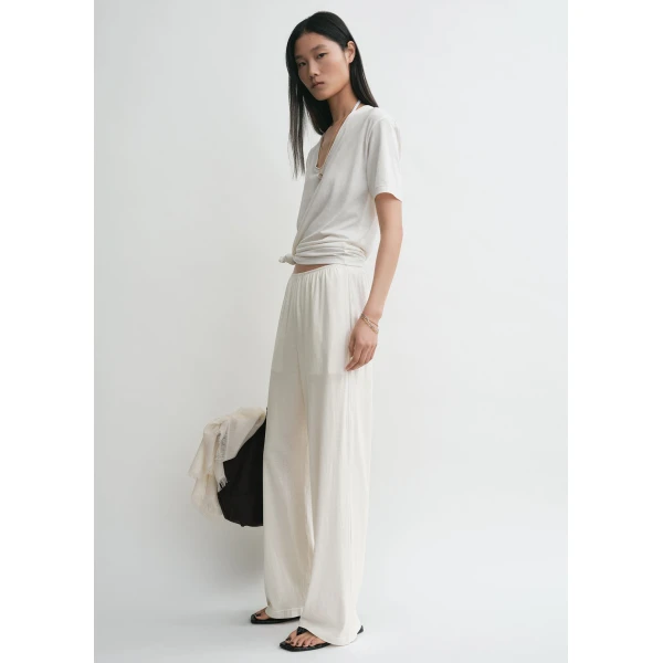 Cotton silk pj bottoms off-white - Image 3