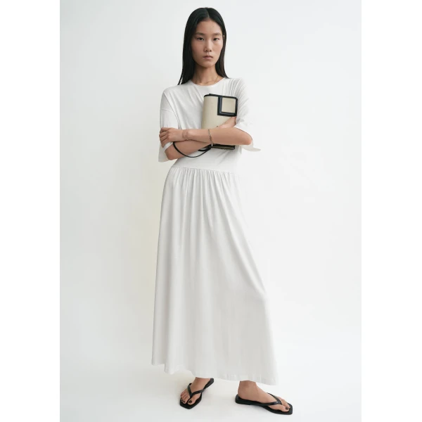 Cotton silk tee dress off-white - Image 3