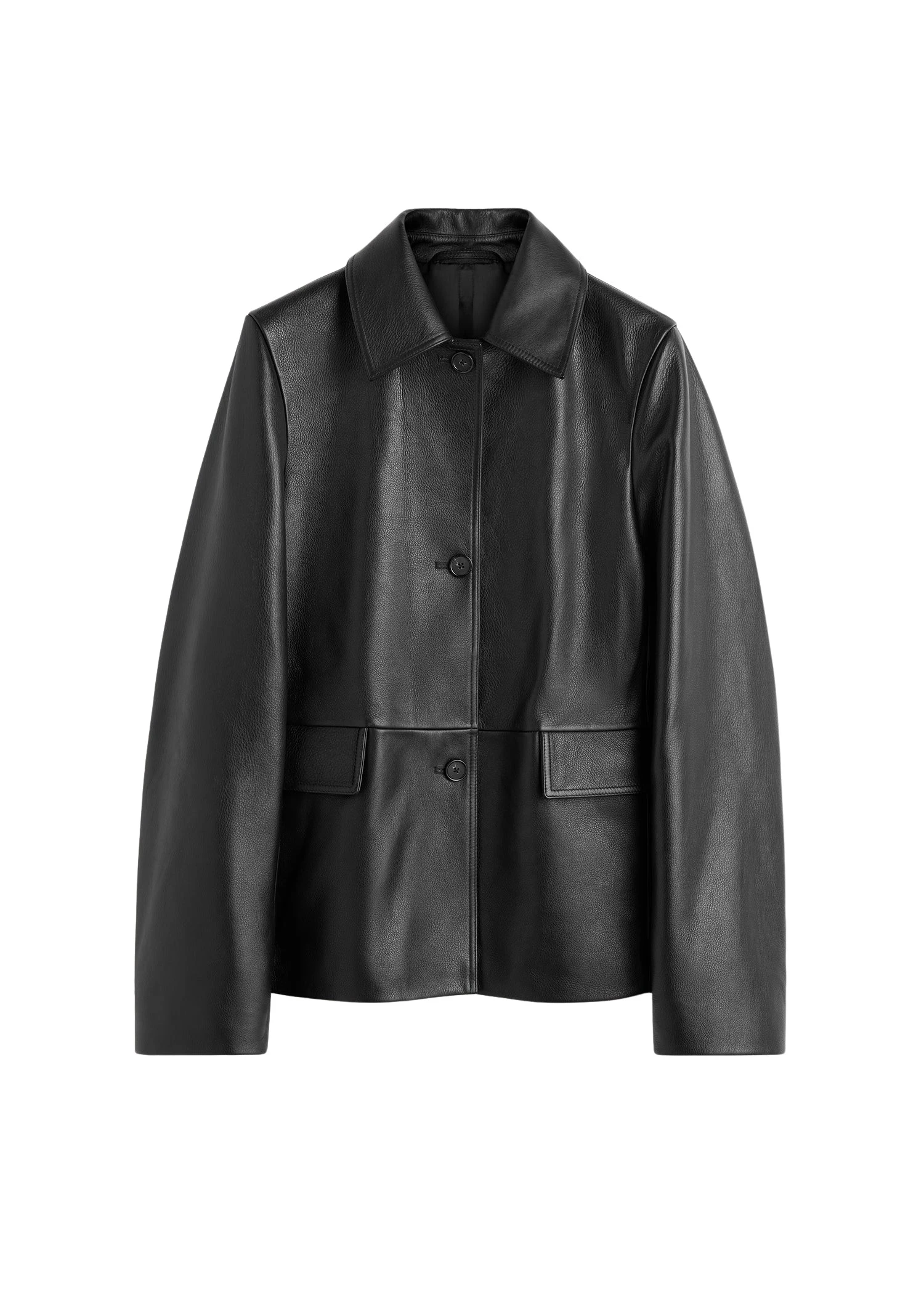 Toteme-Grained-leather-jacket-black53197_nobg Toteme Jackets with minimalist design at Coveti
