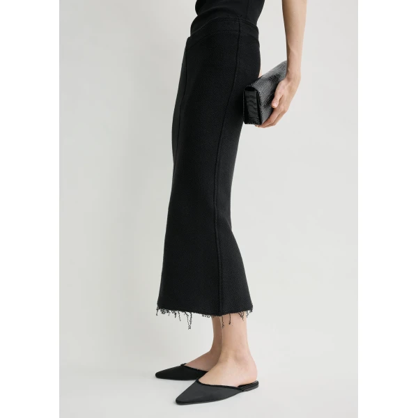 Long fringed jersey skirt black - Image 5