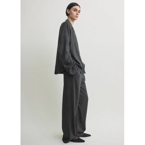 Monogram flannel pj top charcoal - Image 3