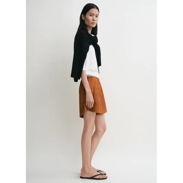 Monogram silk pj shorts terracotta - Image 3