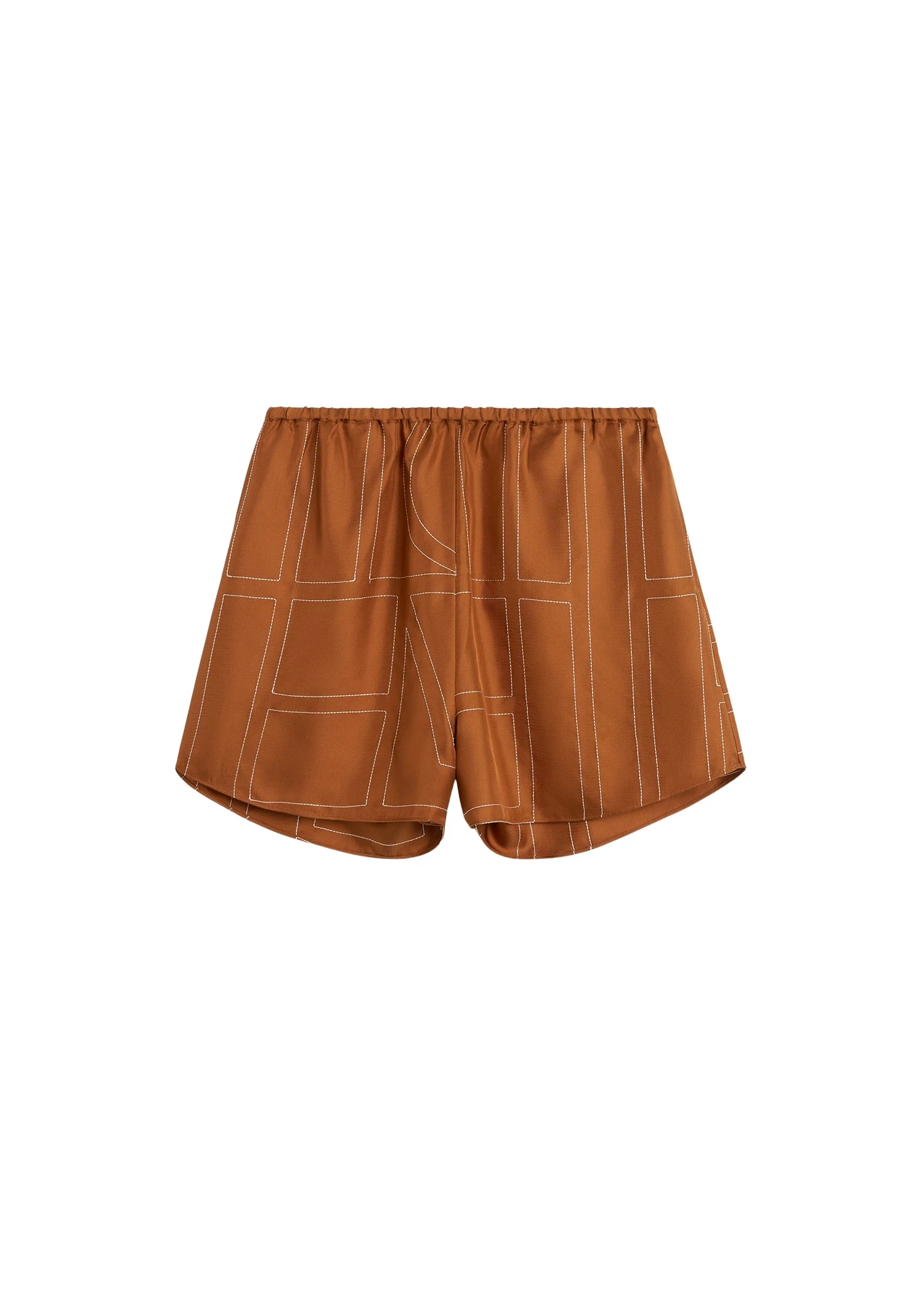 Toteme-Monogram-silk-pj-shorts-terracotta73695_nobg Toteme Shorts with minimalist design at Coveti