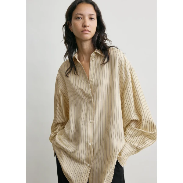 Oversized striped shirt beige/brown - Image 5