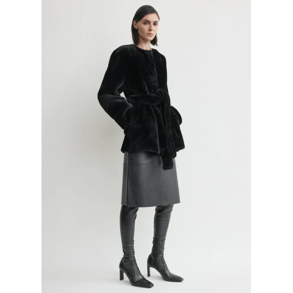 Plush shearling jacket black - Image 3