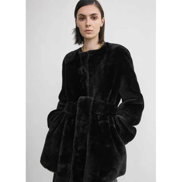 Plush shearling jacket black - Image 5