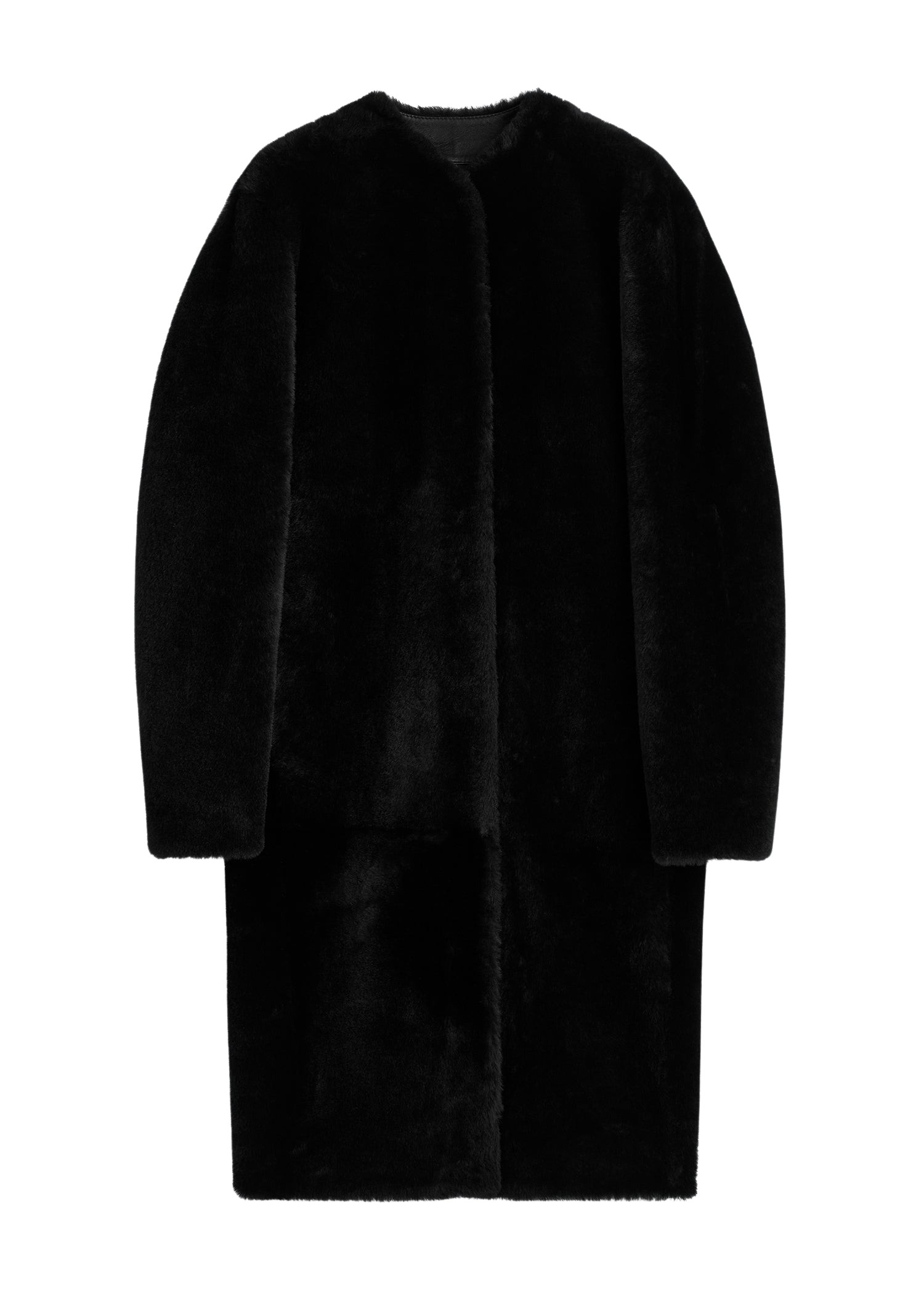 Toteme-Shearling-midi-coat-black17656_nobg Toteme Coats with minimalist design at Coveti