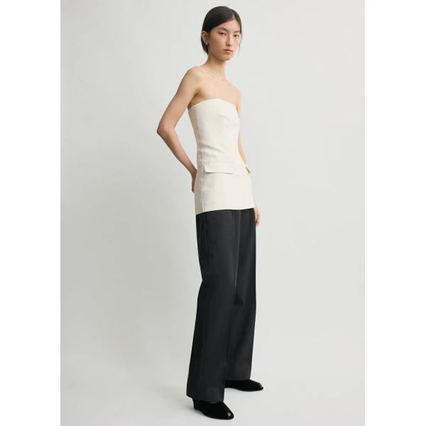 Strapless crepe pocket top ecru - Image 3