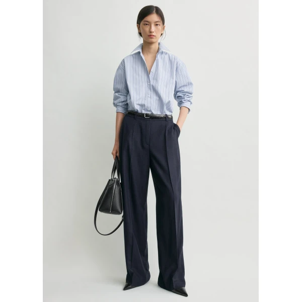 Wide flannel trousers navy - Image 3