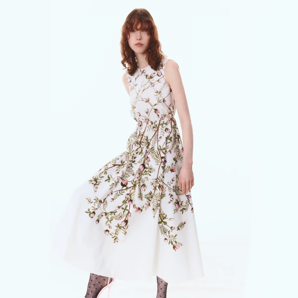 Giambattista Valli Treillage Ivory Popeline Midi Dress - Giambattista Valli Dresses - Romantic Couture - Shop at Coveti