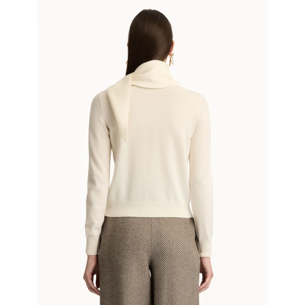 Oscar de la Renta Virgin Wool Pullover with Scarf - Oscar de la Renta Knitwear - American Couture - Shop at Coveti