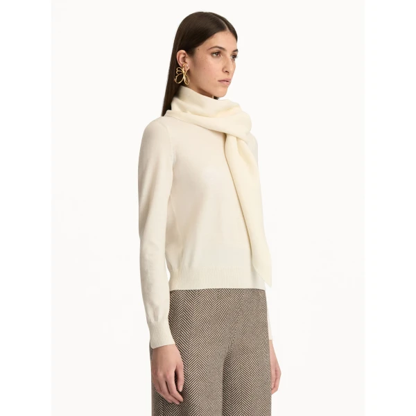 Oscar de la Renta Virgin Wool Pullover with Scarf - Oscar de la Renta Knitwear - American Couture - Shop at Coveti