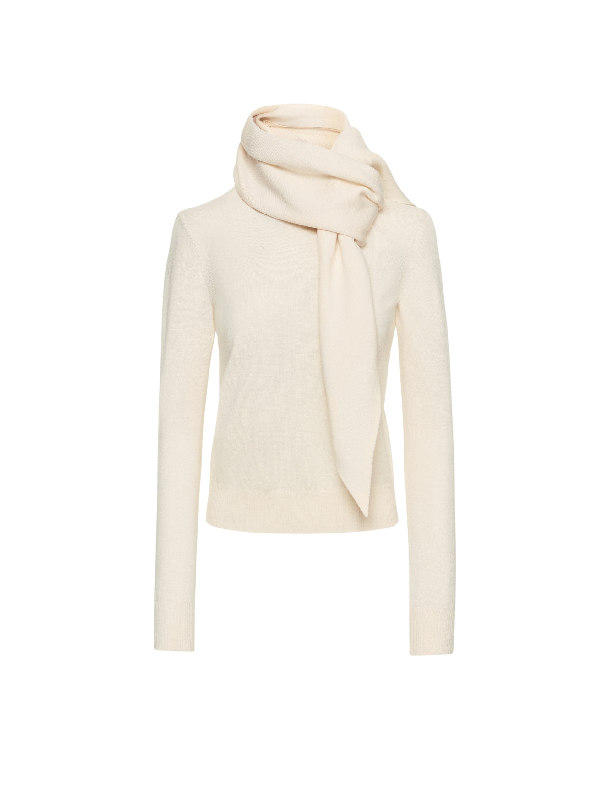 Oscar de la Renta Virgin Wool Pullover with Scarf - Oscar de la Renta Knitwear - American Couture - Shop at Coveti