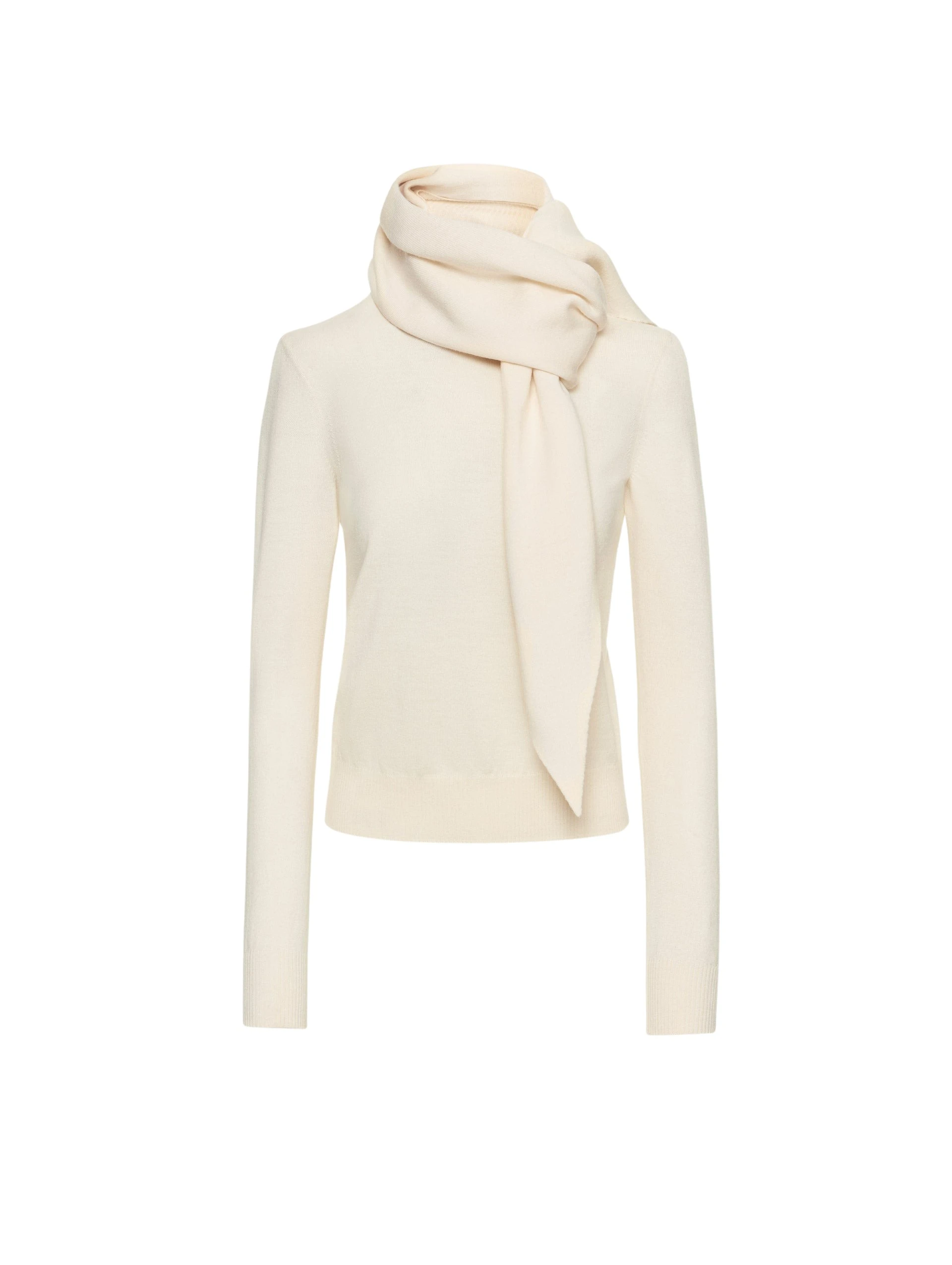 Virgin-Wool-Pullover-with-Scarf-Oscar-de-la-Renta-Knitwear29944_nobg Oscar de la Renta Virgin Wool Pullover with Scarf - Oscar de la Renta Knitwear - American Couture - Shop at Coveti