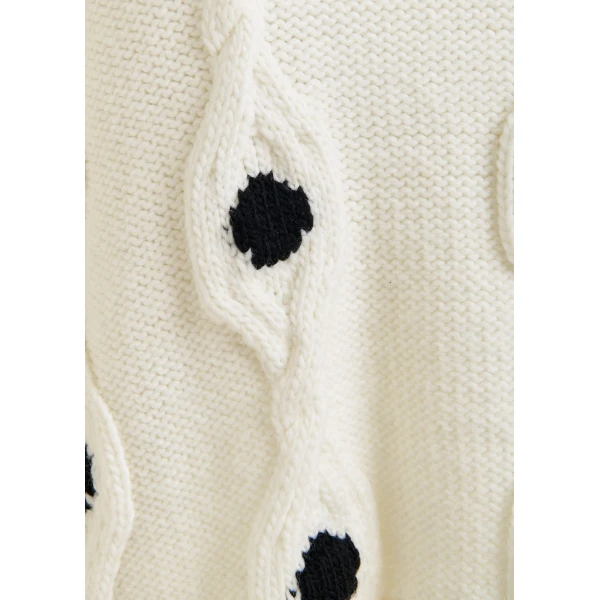 Essentiel Antwerp White and black polka-dot cable-knit sweater, view 5