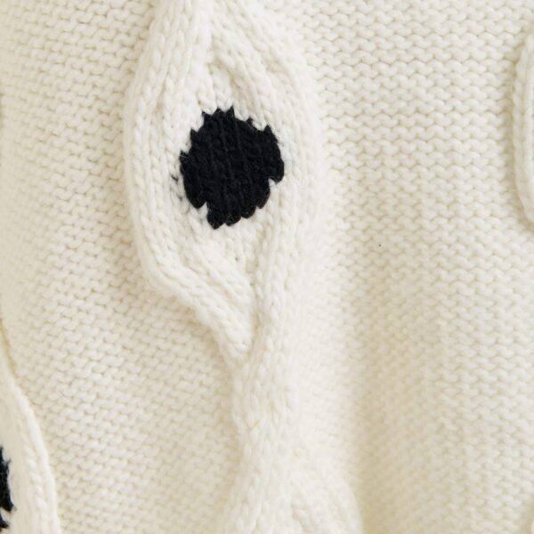 Essentiel Antwerp White and black polka-dot cable-knit sweater - Essentiel Antwerp Knitwear - Colorful Belgian Design - Shop at Coveti