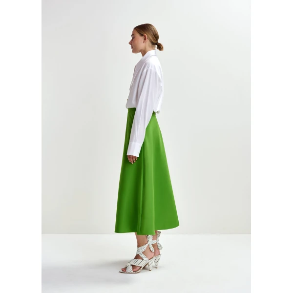 Essentiel Antwerp White cotton shirt with elongated collar and mismatched buttons, view 3
